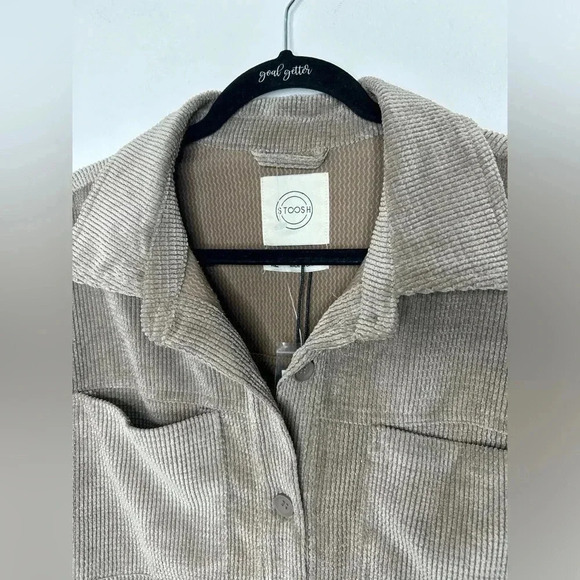 Stoosh Faux Corduroy Long Sleeve Brown Button Up Shirt Shacket Sz XL Cozy Travel - Picture 5 of 9